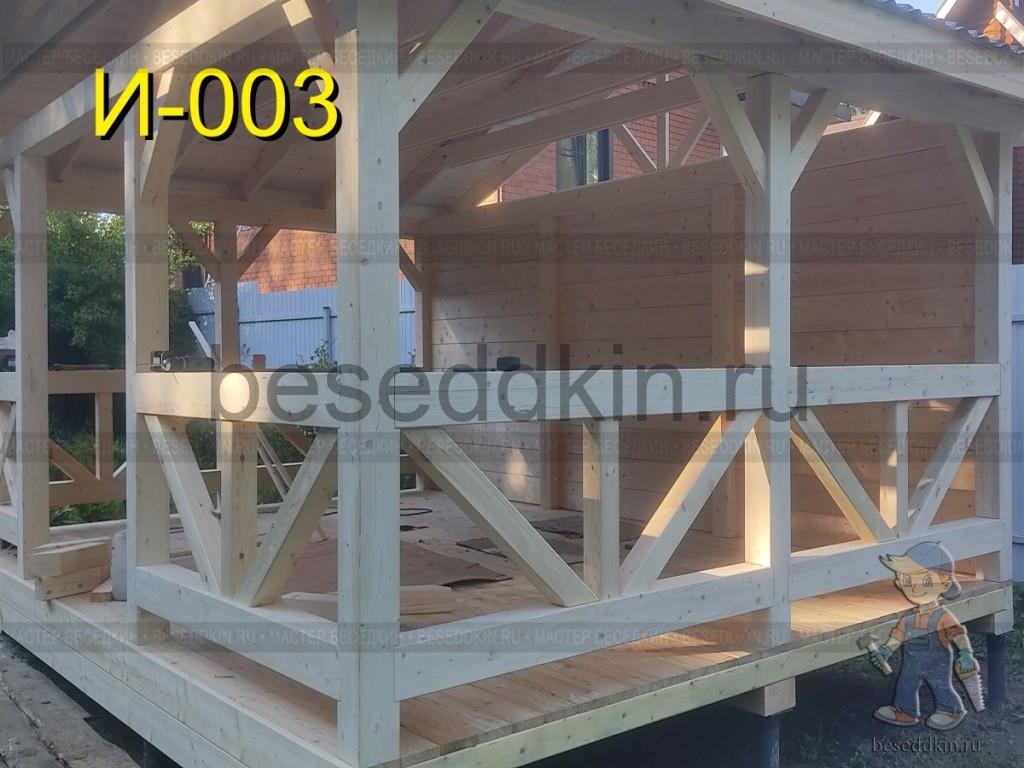 Беседка деревянная прямоугольная И-003