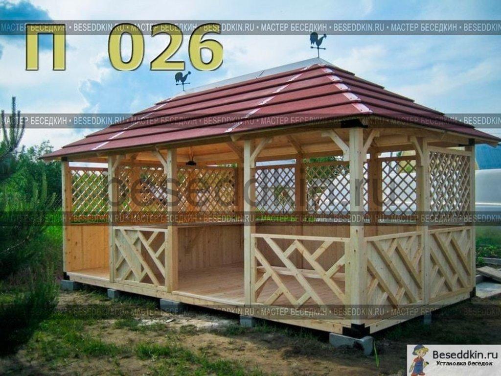 Беседка деревянная прямоугольная П-026