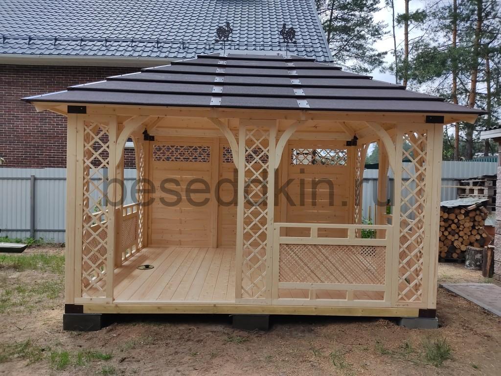 Беседка деревянная прямоугольная П-001-2