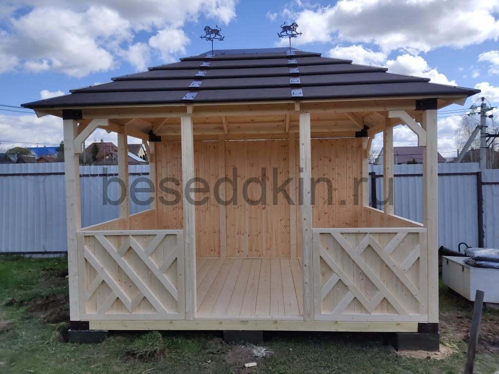 Беседка деревянная прямоугольная П-006