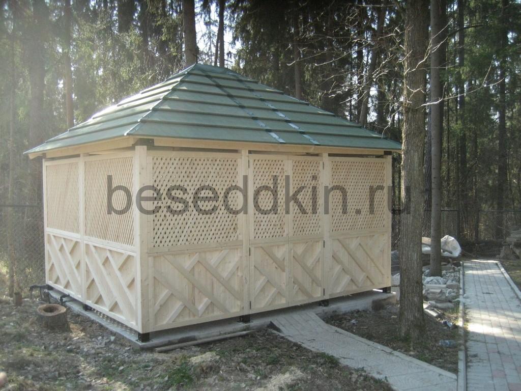 Беседка деревянная прямоугольная П-029