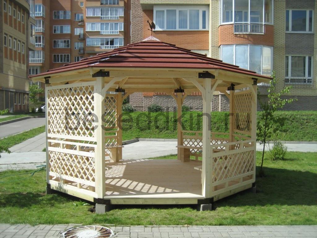 Беседка деревянная восьмигранная В-099-2