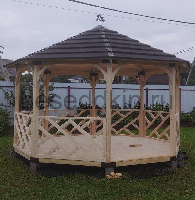 Беседка деревянная восьмигранная В-100