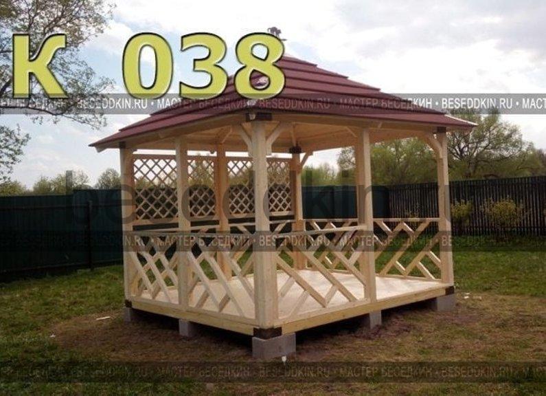 Беседка деревянная квадратная К-038