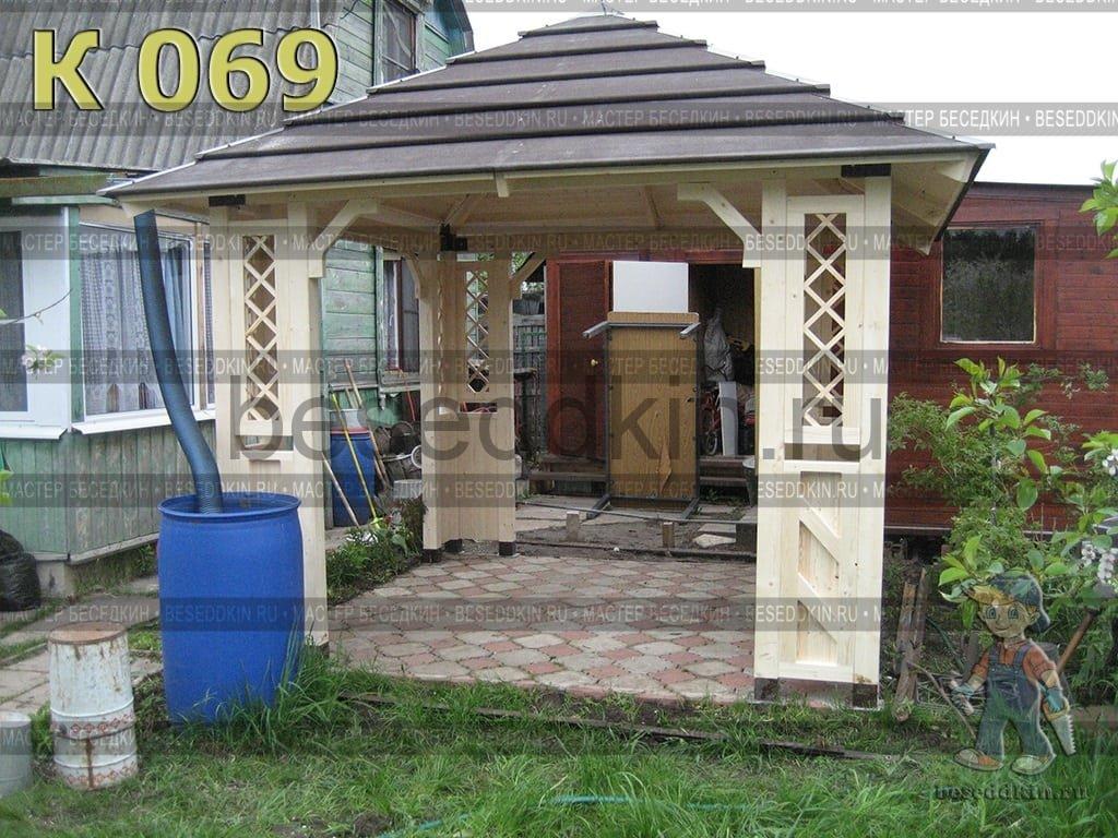 Беседка деревянная квадратная К-069