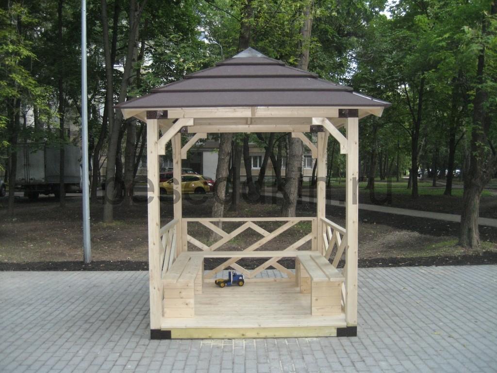 Беседка деревянная квадратная К-011