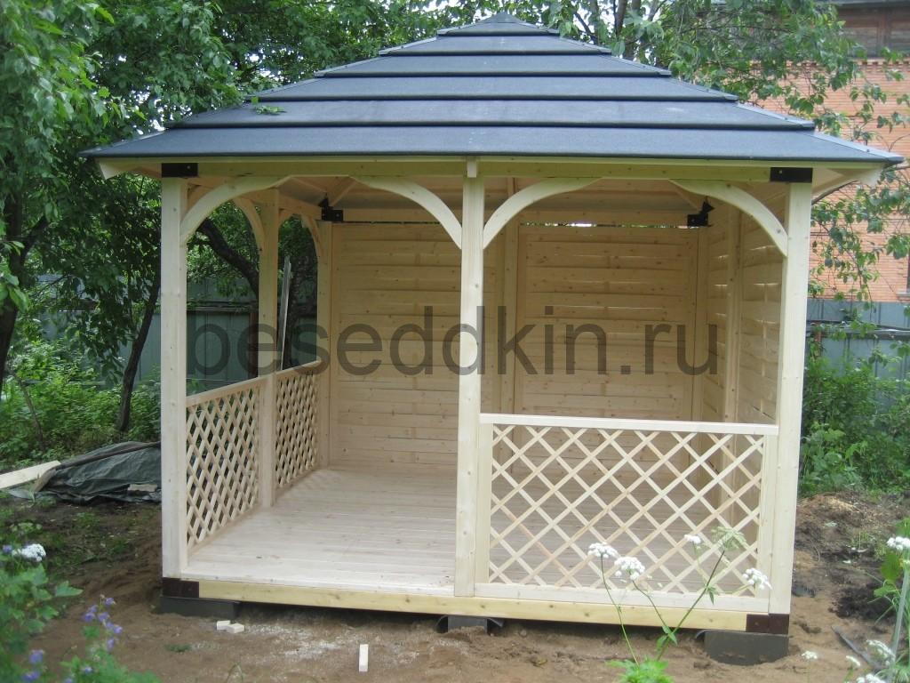 Беседка деревянная квадратная К-073