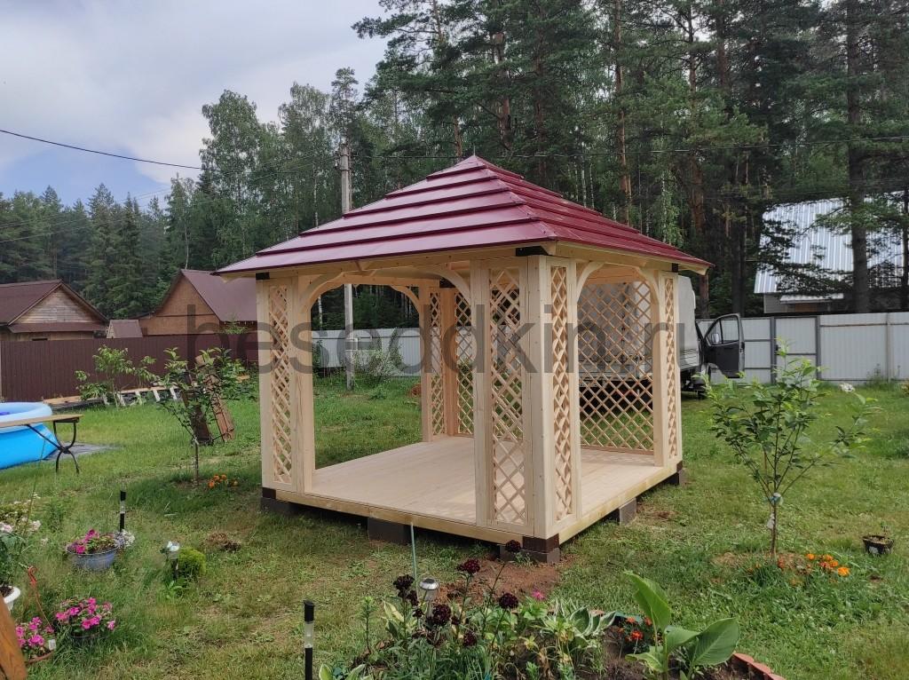 Беседка деревянная квадратная К-077