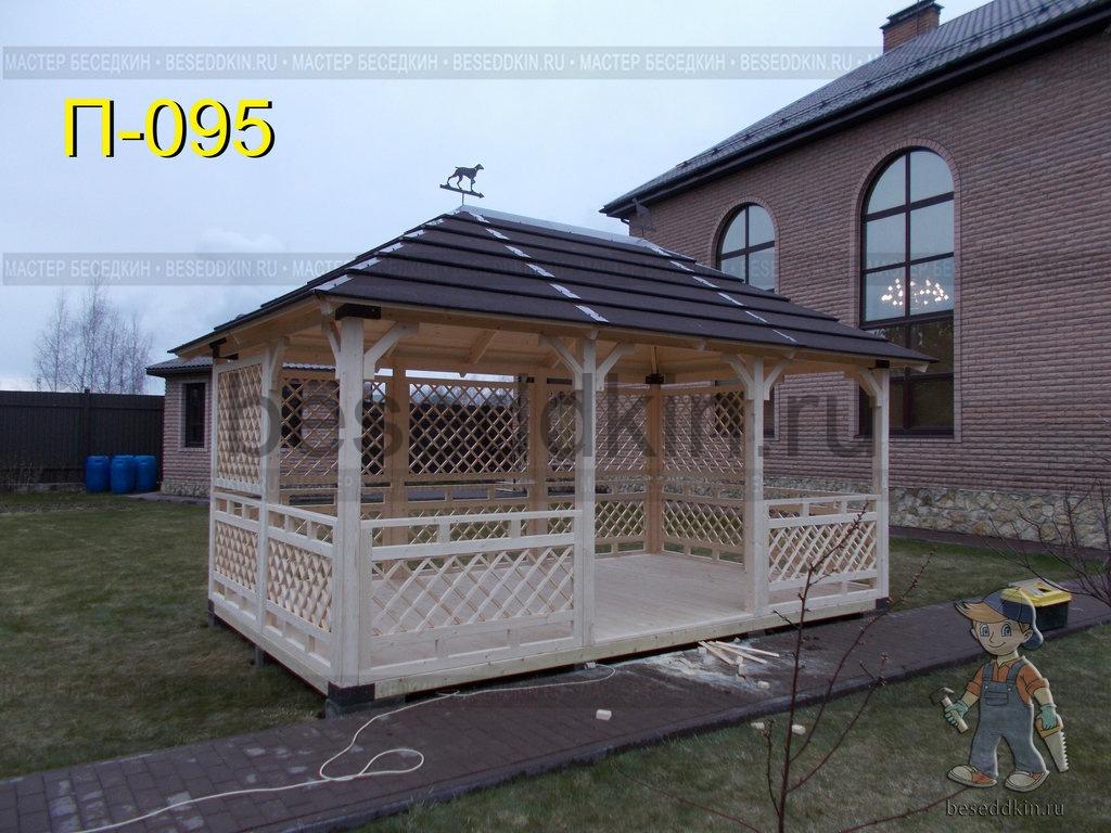 Беседка деревянная прямоугольная П-095