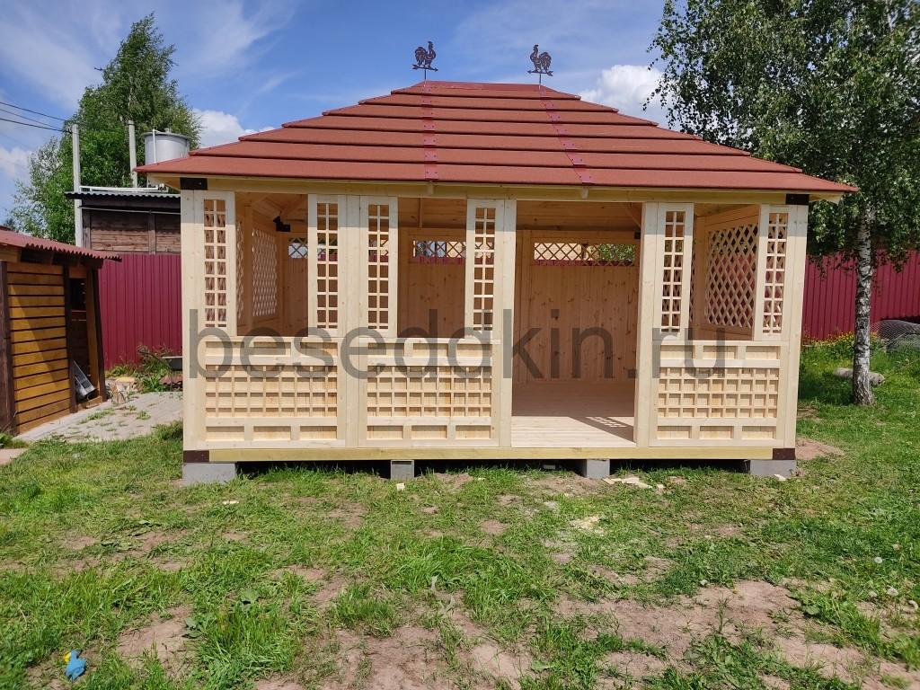 Беседка деревянная прямоугольная П-093-3