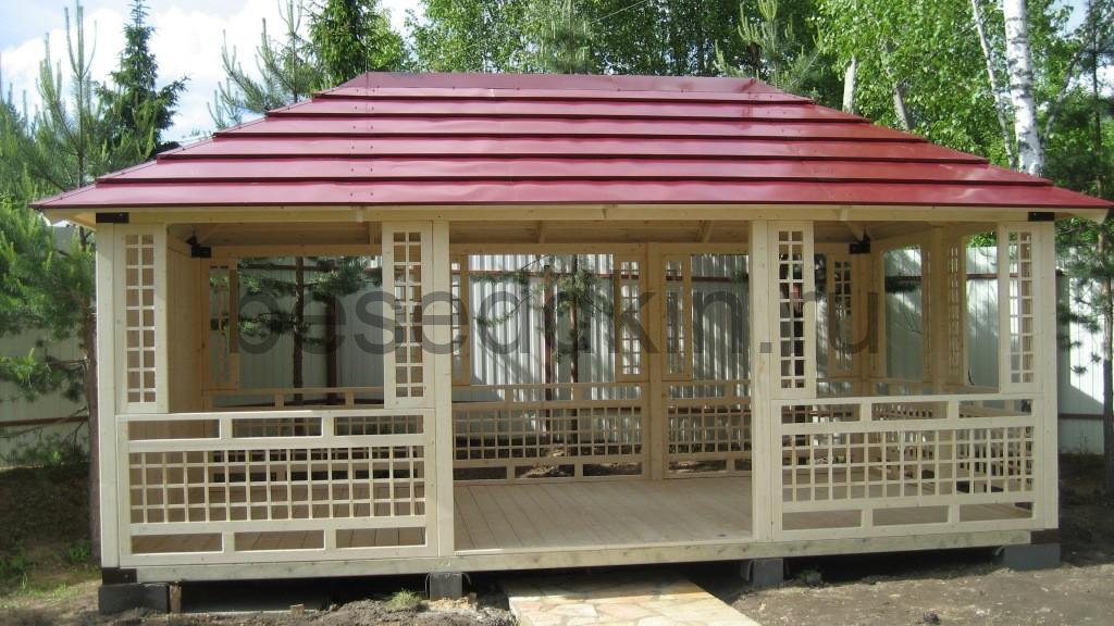 Беседка деревянная прямоугольная П-096