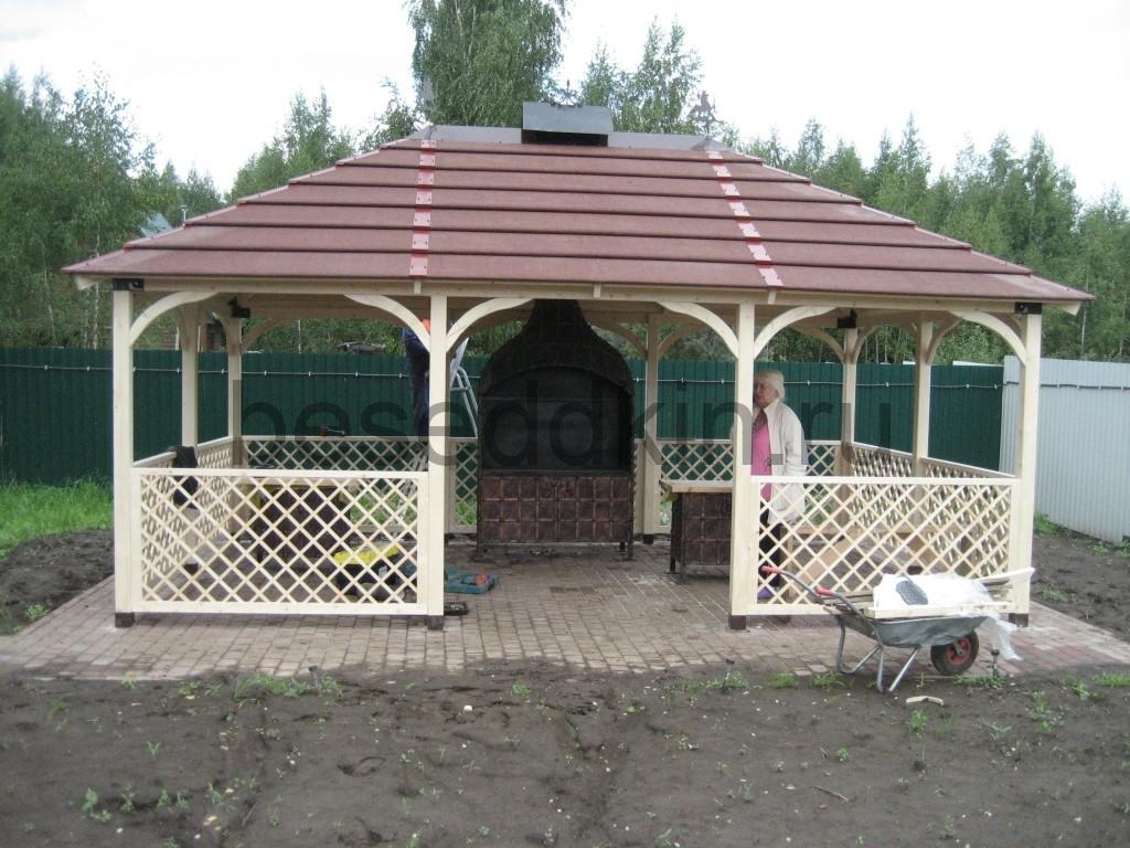 Беседка деревянная прямоугольная П-115-7