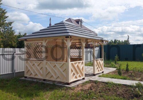 Беседка деревянная прямоугольная П-094